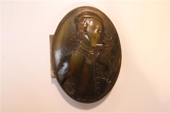 Seven horn, mother of pearl and lacquer objects of vertu, 18th - 20th century, largest 5 1/8in.